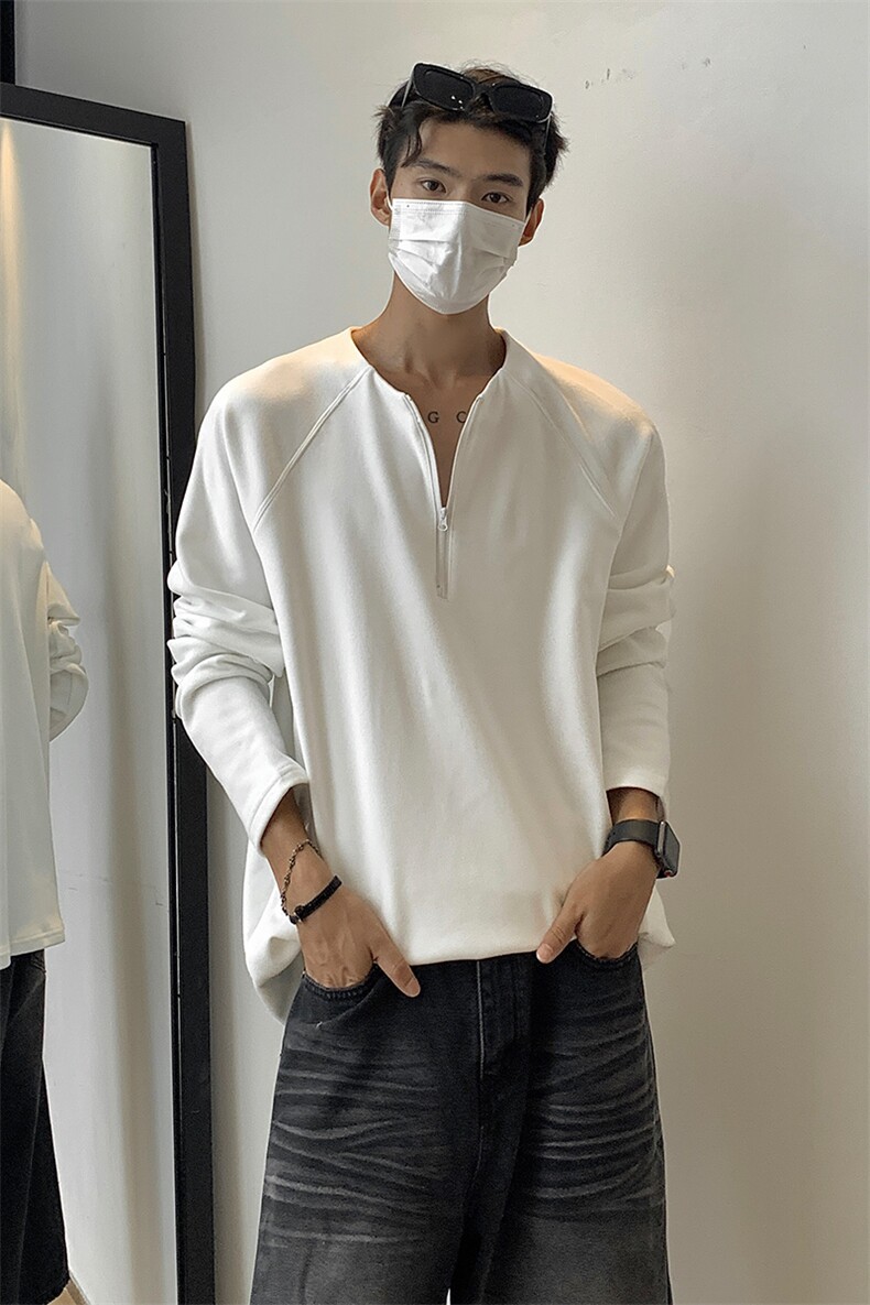 特批亨利领秋冬季德绒宽松长袖T恤冬装打底衫男女款S354-P38,男装T恤,电商A233-1