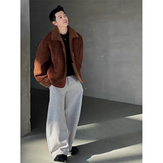 现货~双面穿皮毛一体麂皮绒夹克外套JK919P128，男装夹克，星座908