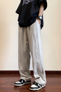 夏季坠感百搭宽松休闲裤男 高街清爽个性小设计长裤子KK966/P50图片