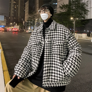 MY678-P80现货冬季棉衣休闲夹克千鸟格加棉棉服外套a图片