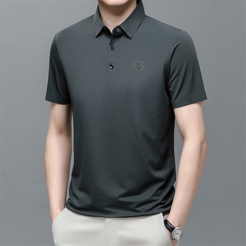 短袖T恤男士夏季新款冰丝Polo衫商务休闲纯色百搭免烫体恤男,男装T恤,电商B212（原钱塘6029）
