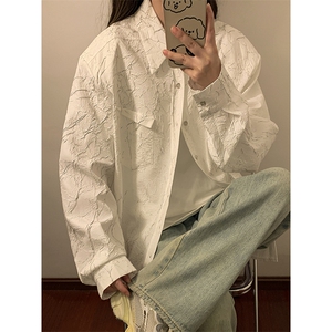 1中性裂纹西装衬衫领设计夹克大码潮流休闲夹克男JK77870P60控98图片