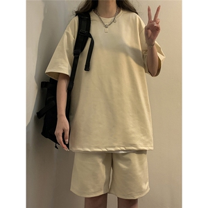 中性风麂皮绒短袖T恤男DT8766P23短裤男DK8767P32套装TZ8757P55图片
