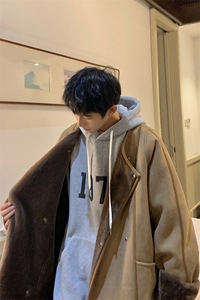 1港风皮毛一体大码M-5XL高级感轻奢机车棉服外套男8708P158控228图片