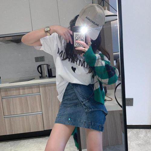 不规则牛仔半裙，女装半身裙，XTZ style