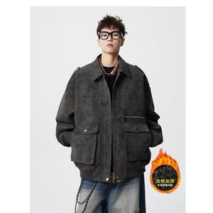 加棉特批100 JK2563特P85控158棉服外套男流拉链皮夹克男100聚酯图片