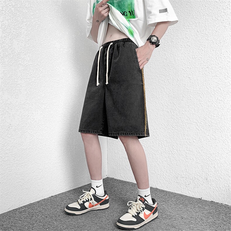 撞色边牛仔短裤男B342-DK1015-P38控48,男装牛仔裤,电商B342
