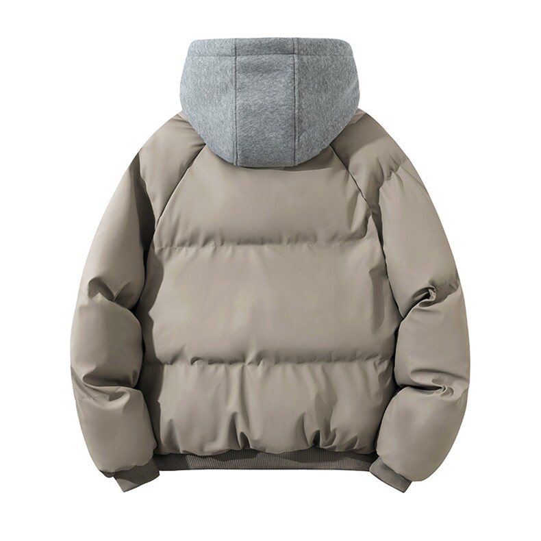 现货高品质重磅工艺美式高街假两件PU皮棉衣男女加厚棉服外套,男装棉衣,电商A486