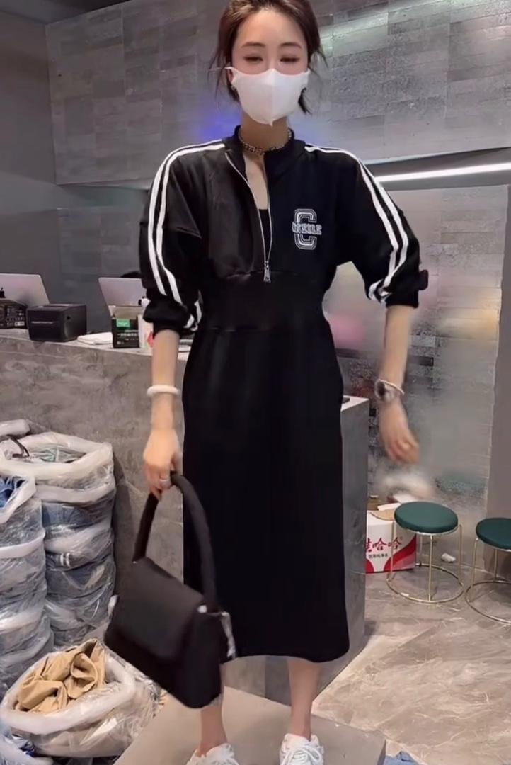 新款简约气质百搭长袖连衣裙,女装连衣裙,L·H·X