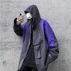 机能宽松拉链夹克外套情侣秋冬新款连帽冲锋衣潮男女JK252-P72，男装夹克，星座1008-1