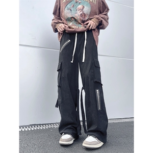 02秋季美式高街宽松多口袋工装裤灯芯绒直筒裤XZ211-1-K2206-P60图片