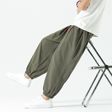 2025夏季新款日系大码男棉麻宽松亚麻休闲裤九分裤K29特批25，男装休闲裤，星座225-1