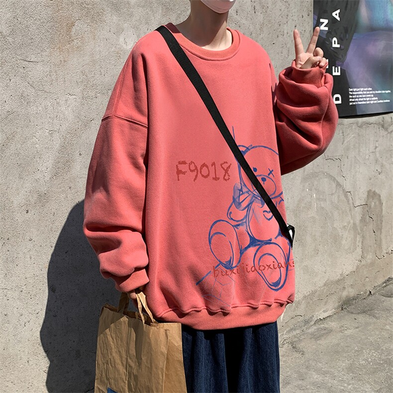 港风模特卡通印花男士圆领套头卫衣女上衣WY311P30限48,男装卫衣,电商A089-1
