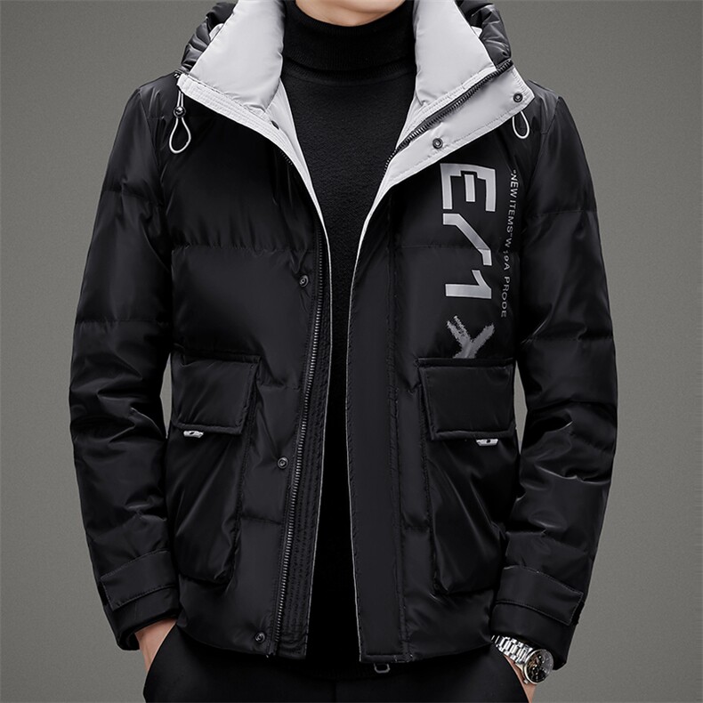 新款男士连帽羽绒服2023年冬季商务休闲中年白鸭绒厚款保暖外套,男装羽绒服,电商B212（原钱塘6029）