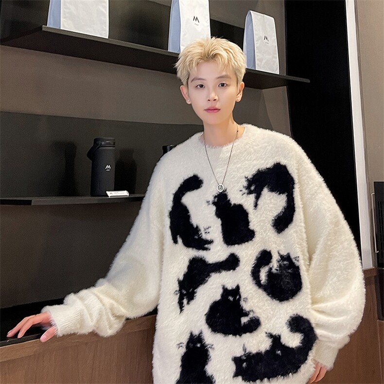 美式复古撞色条纹毛衣外套男潮高级感针织衫vintage,男装针织衫/毛衣,星座716-2