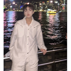 <自拍图>小众设计感金属扣拉链装饰长袖衬衫男潮牌CS658-P48，男装衬衫，星座1109-4