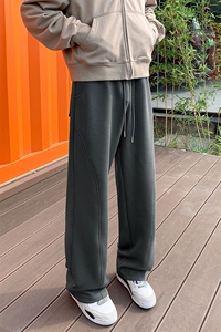 重磅350g曼巴棉解构拼接宽松直筒拖地休闲裤男K24038-特P40控78图片