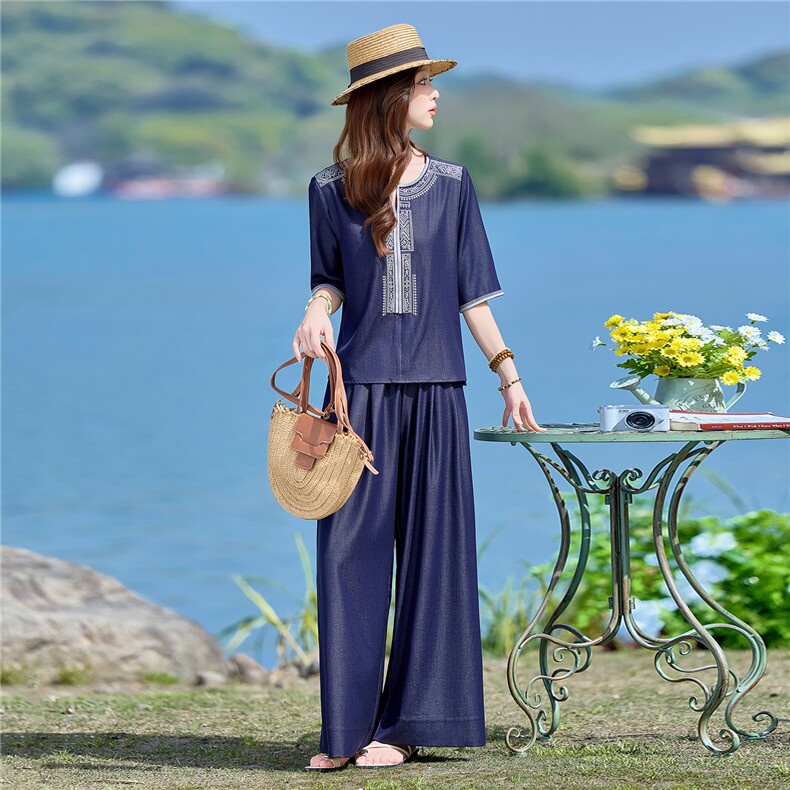 2026年夏重工刺绣宽松休闲套装,女装套装/套裙,依路服饰