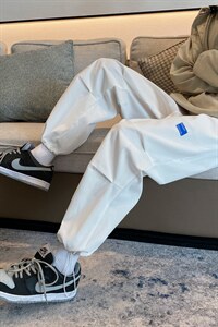 ！21春季潮流膝盖设计男士百搭休闲裤潮流宽松束脚裤K2022P45图片