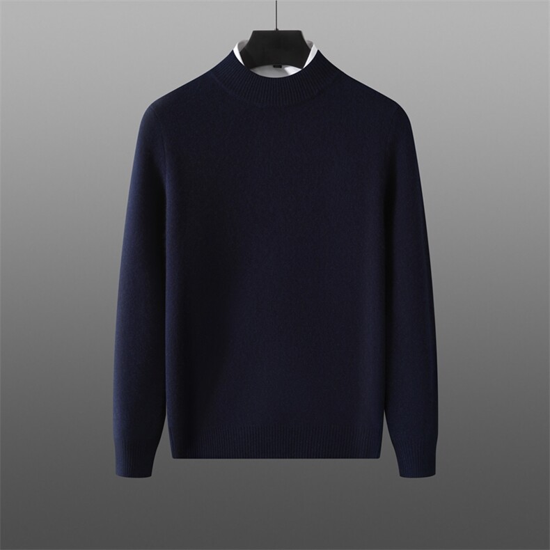 时尚男羊绒半高领套头衫秋季新品保暖舒适毛衣品质商务休闲针织衫，男装羊绒套衫，旭友羊绒