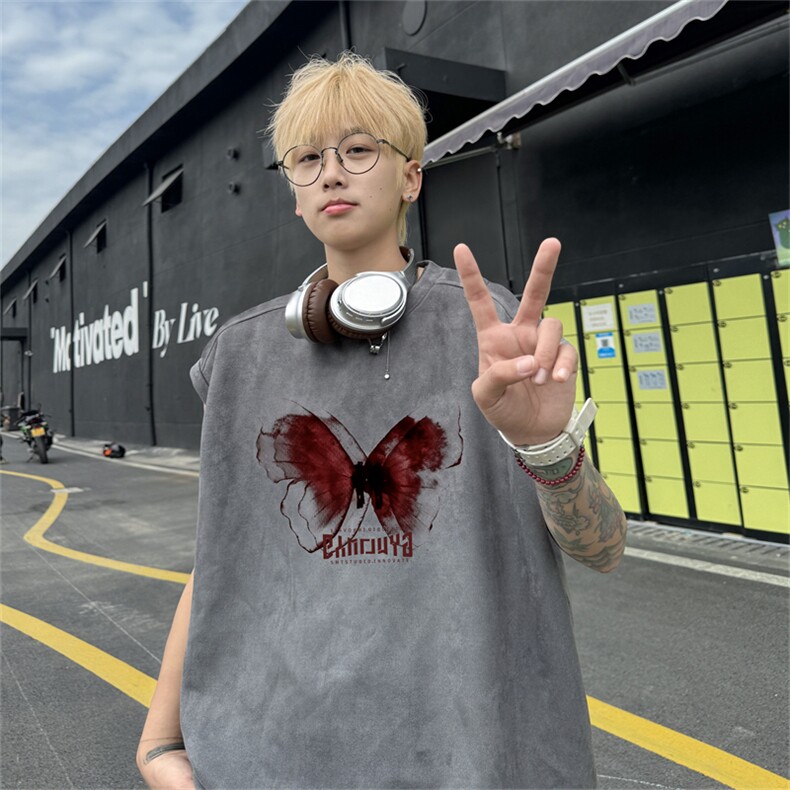 麂皮绒背心坎肩男T恤美式港风潮JB426-特P19控38,男装背心/马甲,电商B370