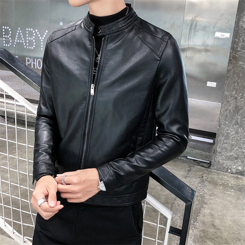 312A-5-X55-P120新款皮衣男韩版立领机车服青年水洗皮夹克N,男装夹克,星座312A-5