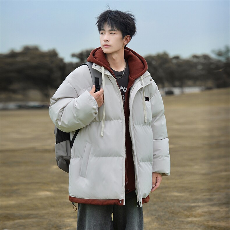 现货抖音得物二开三防加厚假两件拼接连帽棉衣冬季棉服LL9999,男装棉衣,电商A486