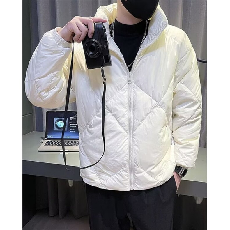男士羽绒服冬季帅气男装拉链口袋立领棉衣修身外套男 M601图片