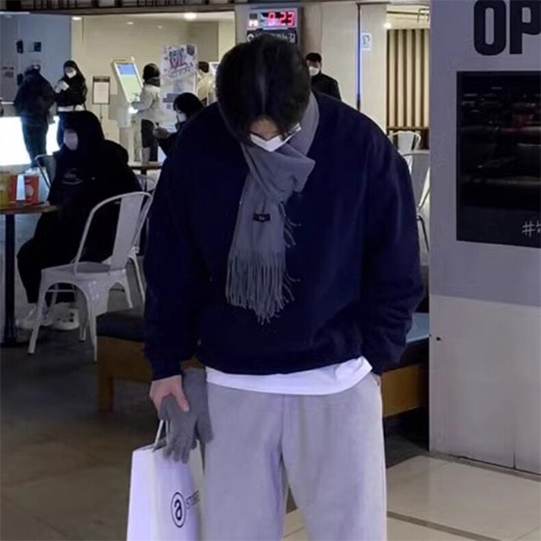 抖音得物高品质二开支持退换25秋冬美式宽松曼巴纯色圆领卫衣Y77,男装卫衣,电商A486-1