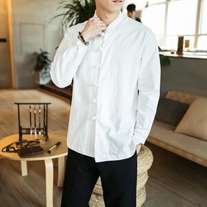 2021风男装棉麻长袖衬衣复古盘扣大码上衣QT6005-CS08图片
