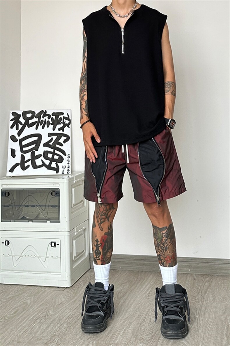 美式重磅潮男机车拉链短袖背心宽松大码无袖BX01-P35,男装背心/马甲,星座222-7