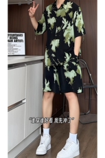 1短袖衬衫男+短裤潮流休闲套装男M-5XL大码TZ78710P50控98模特图，男装牛仔裤，星座226-2