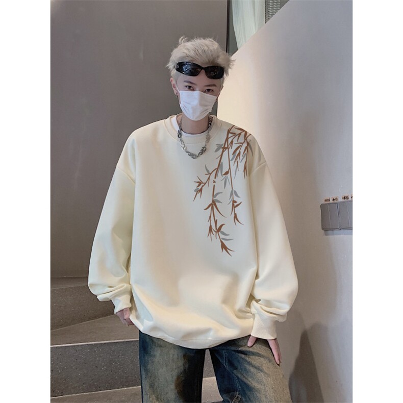 抖音品质秋季新款风纯棉印花宽松圆领卫衣wycm262特批28-控49,男装卫衣,星座605(原A050)