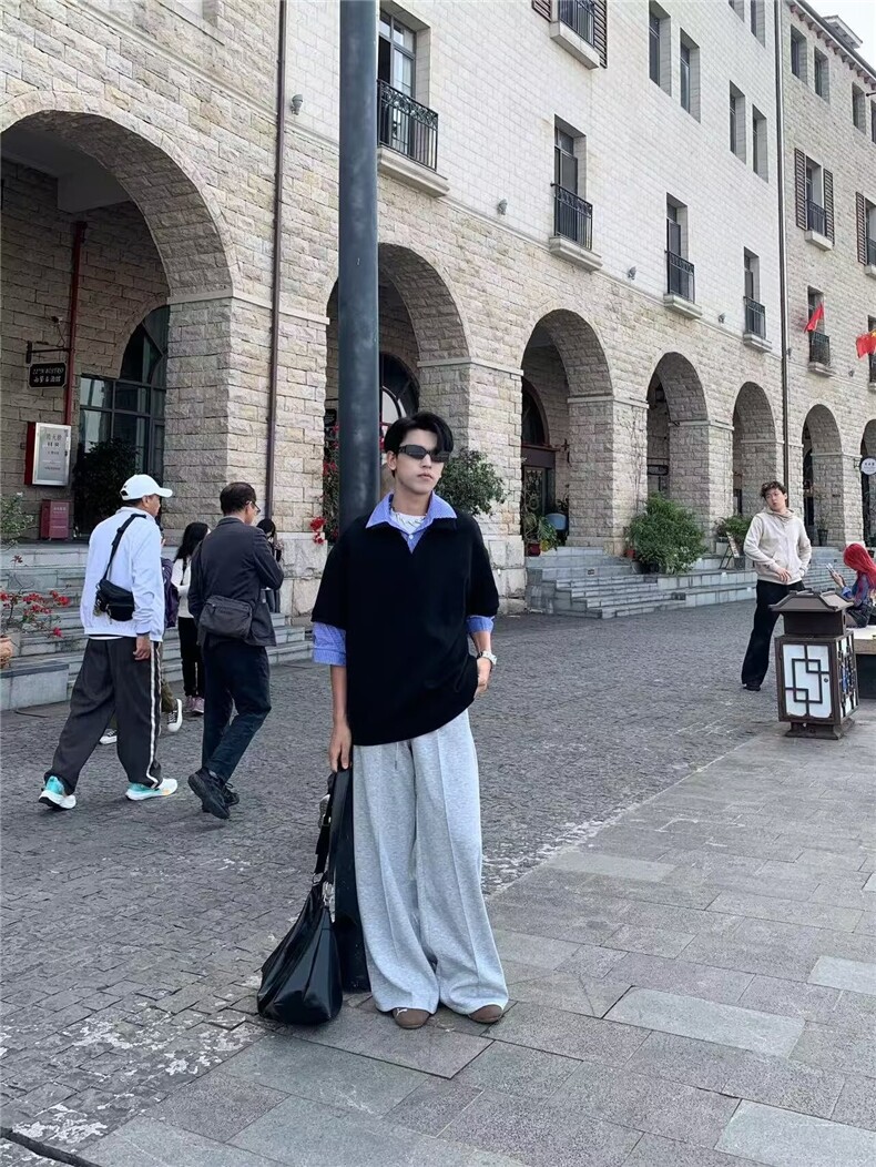 夏季新款设计感小众短袖男宽松潮流美式复古t恤街头潮牌上衣,男装T恤,四季星座505
