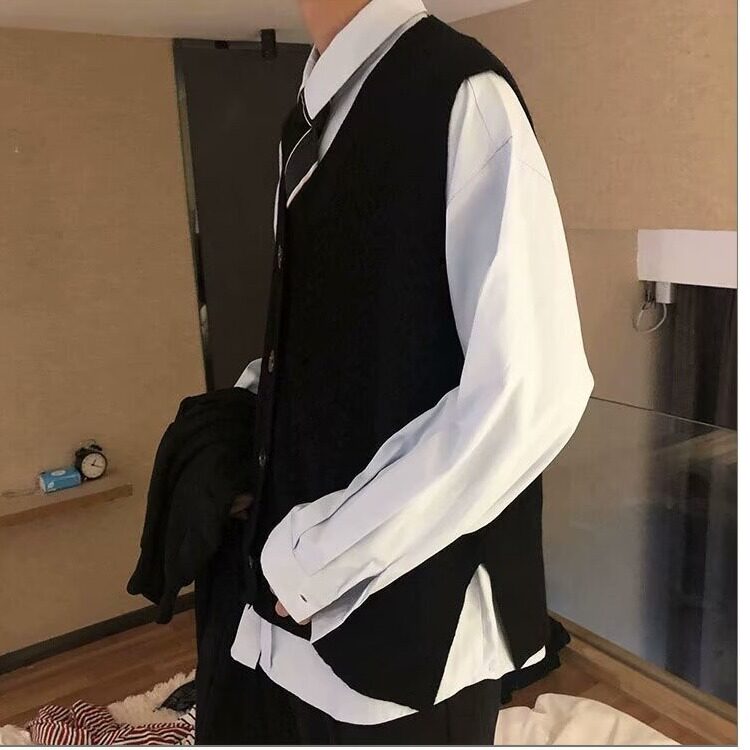 0121-P45青少年新款潮流标准简约日系复古马甲超火宽松春秋潮,男装背心/马甲,电商B323A