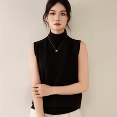 2025秋冬百搭时尚简约高领无袖针织衫打底简约，女装针织衫/毛衣，朝辰羊绒