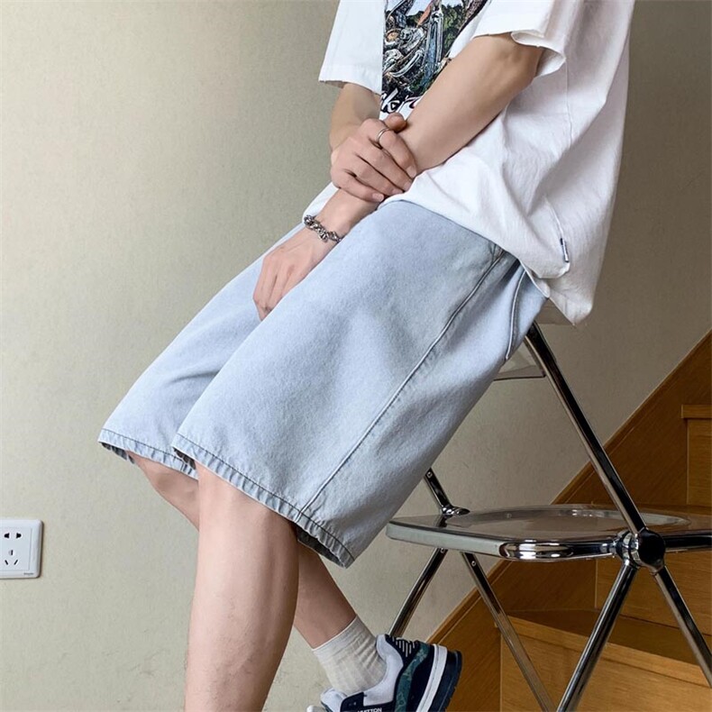 夏季牛仔短裤男潮流薄款休闲松紧腰五分裤子DK850-特批32,男装休闲裤,星座718-1