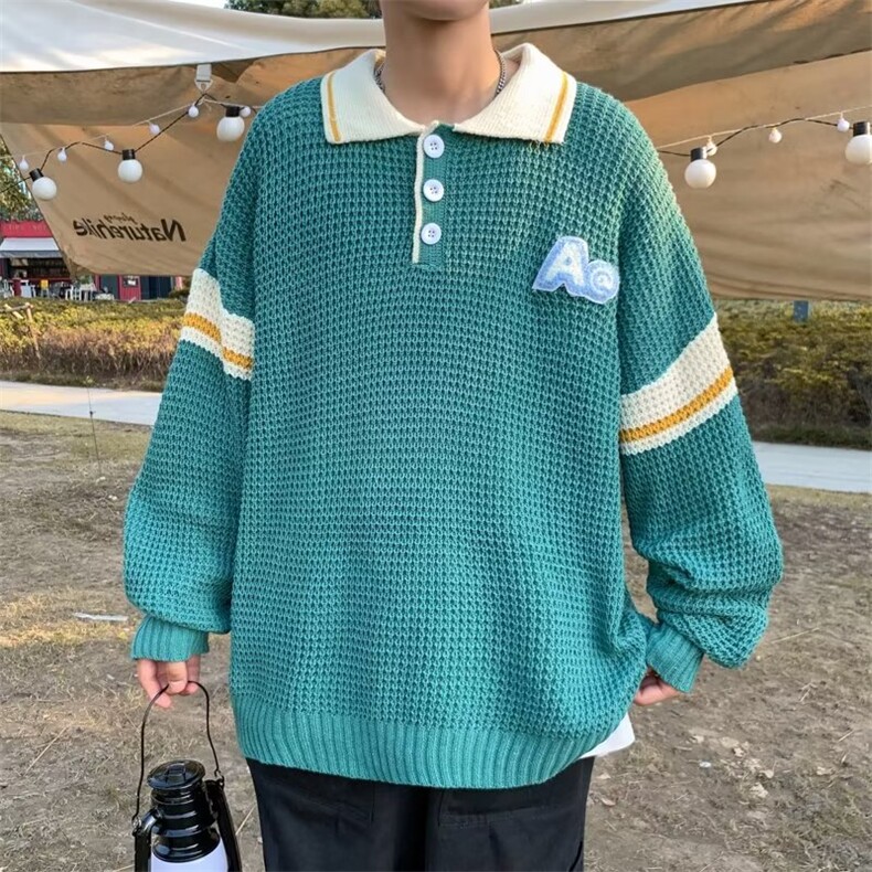 P0L0领针织毛衣男韩版潮流拼色字母2024秋冬季ins针织衫MZ21-P45,男装针织衫/毛衣,星座1109-3