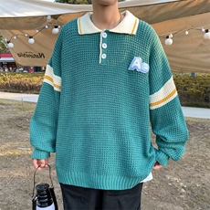 P0L0领针织毛衣男韩版潮流拼色字母2024秋冬季ins针织衫MZ21-P45，男装针织衫/毛衣，星座1109-3