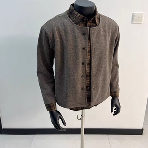 卫衣假两件拼格子衬衫高街帅气百搭2025秋冬ins外套WB594-P50,男装衬衫,星座412-3