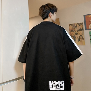 B239-V1028-P43 夏季拼色字母印花短袖T恤男图片
