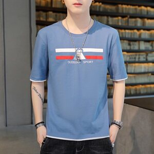 夏季新款薄款棉短袖卫衣男t恤男两条宽松圆领休闲灰色T9536图片