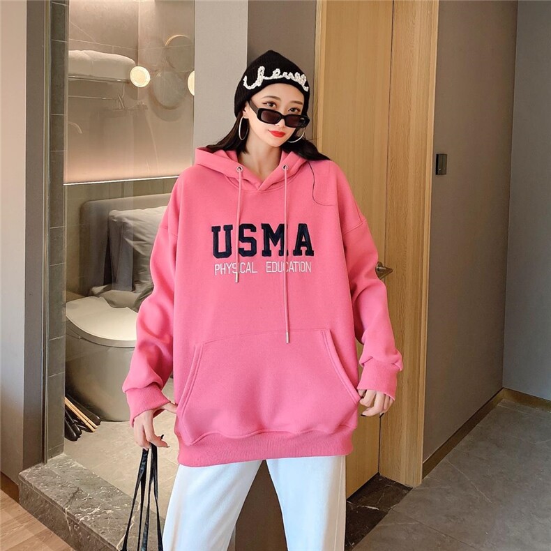 现货冬季新款韩版时尚加绒卫衣，女装卫衣/绒衫，泽妤