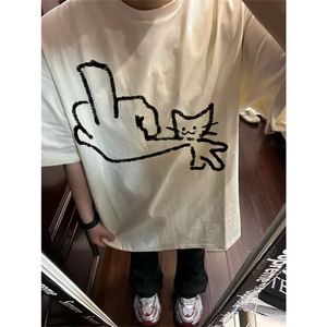 网图手指图案印花圆领短袖T恤男女中性2706-P29，男装T恤，电商C310