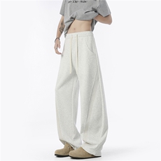 弯刀裤重磅卫裤新款裤子港风直筒长裤宽松休闲裤男女生工装运动裤，男装休闲裤，星座302B-2