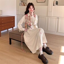 春现轻风印花瘦腰显瘦连衣裙B190-5011-P140-K198，女装连衣裙，2B190