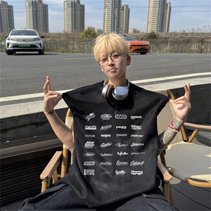 麂皮绒背心坎肩男T恤美式港风潮JB419-特P19控38图片