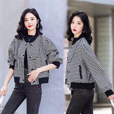 秋季新款千鸟格短外套女2022年春秋时尚修身小个子高端夹克现货！，女装短外套，一安秀