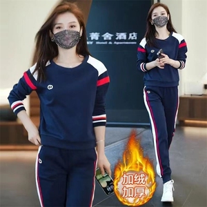 现货2025新款宽松休闲卫衣套装女时尚减龄加绒运动服两件套冬图片