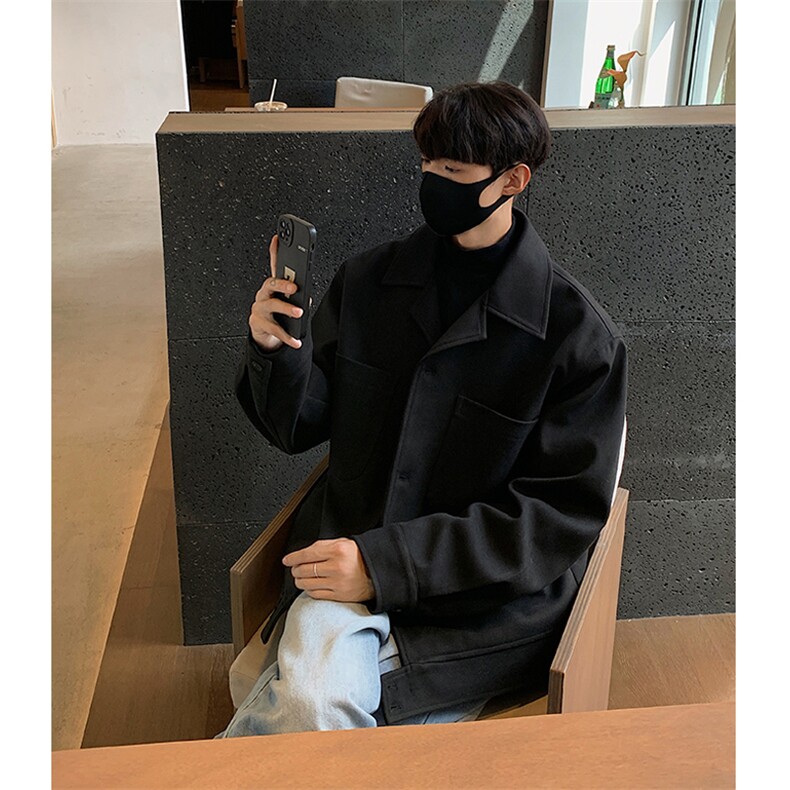 高级感西装领毛呢夹克外套男韩版呢子大衣短款休闲风衣F2479-P105,男装夹克,电商B289